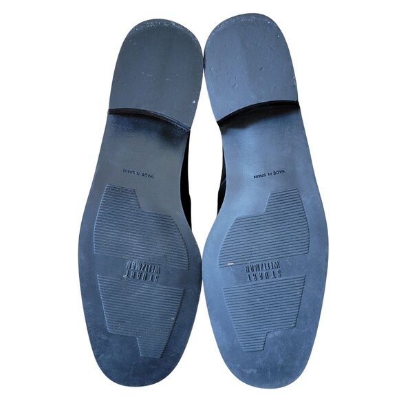 Stuart Weitzman Black Leather Slip On Shoes 7W‎ Spain Chunky Heels 90s Y2K - Picture 4 of 9